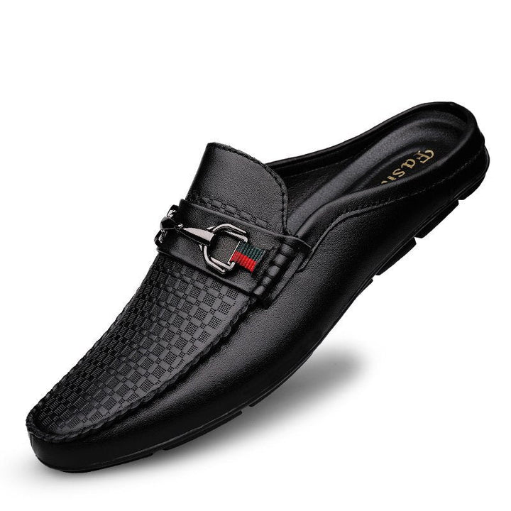 Mocassins Mule Homme en Cuir de Vachette – Slip-On Rétro Sans Arrière