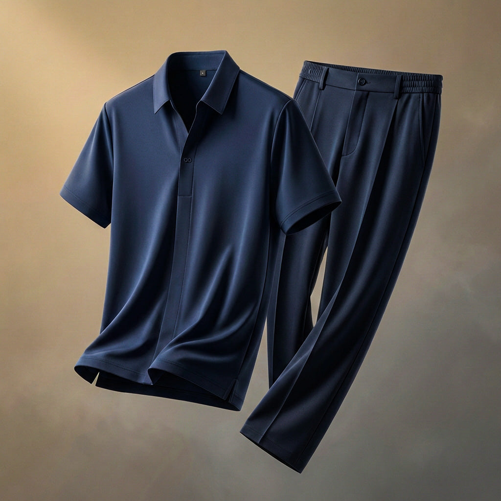 Ensemble homme chemise et pantalon en tissu soyeux – Coupe décontractée