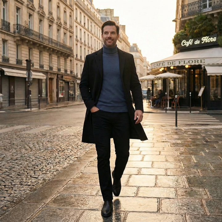 Riche | Men's mid-length wool trench coat