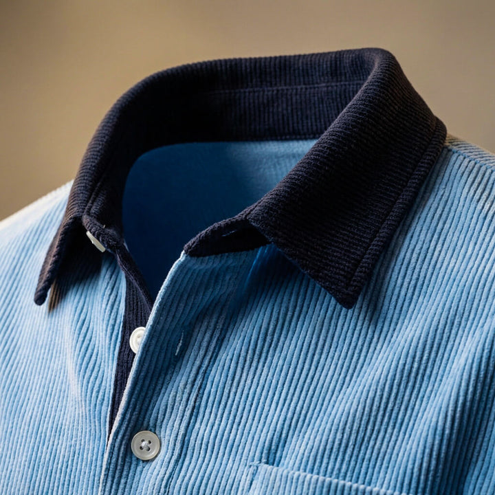 Polo Homme en Velours Côtelé à Manches Longues – Coupe Smart-Casual Décontractée