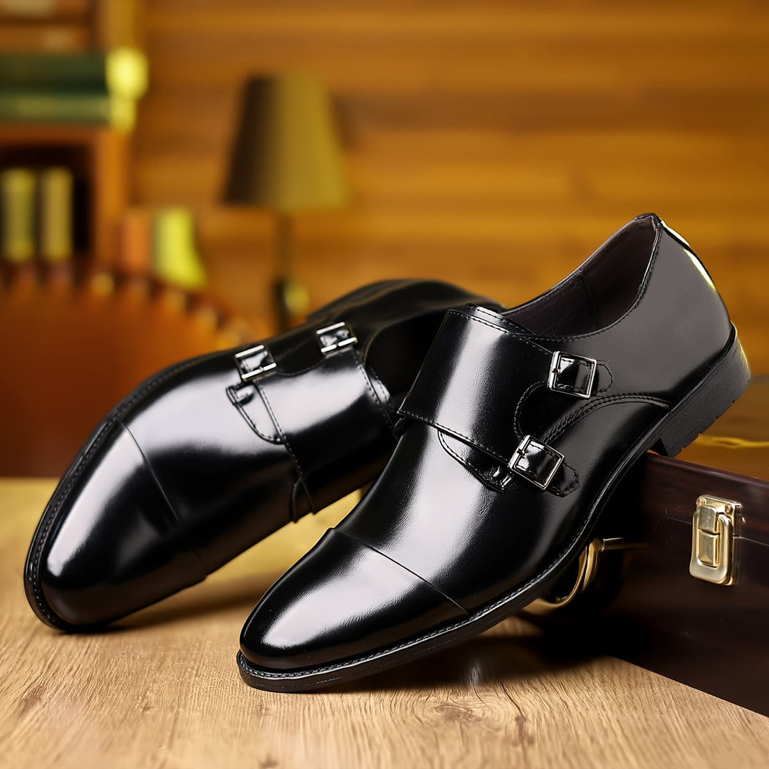 Chaussures Habillées Homme à Double Bride Moine en Cuir – Boucles Formelles Raffinées