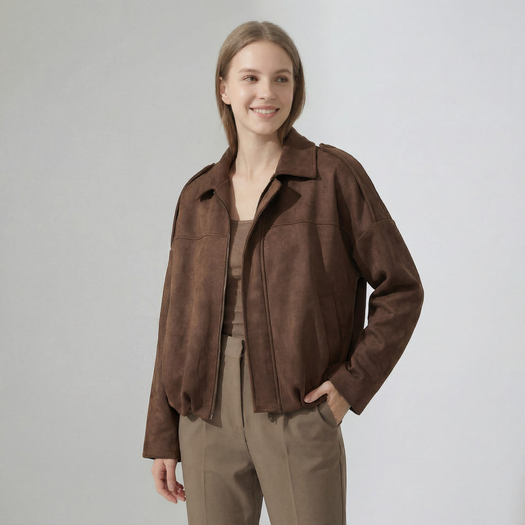 Veste en suédine pour femme – Coupe courte structurée