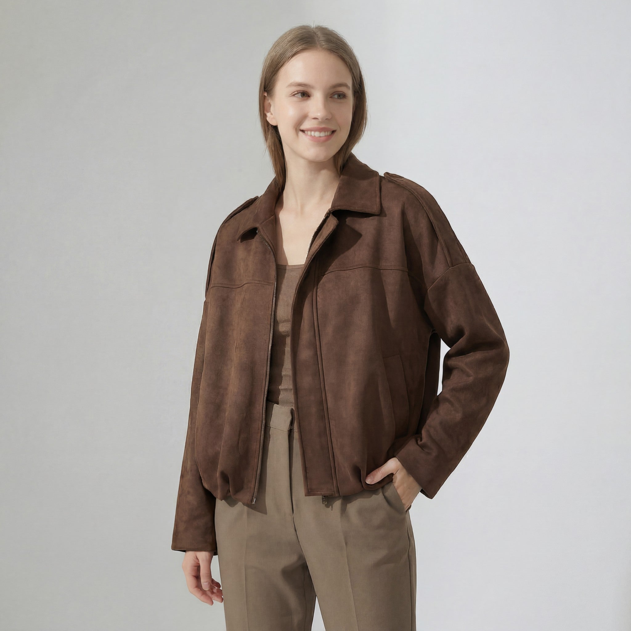 Riche | Manteau court femme en suède
