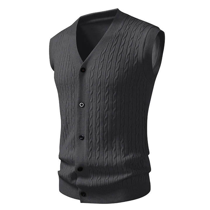 Men's 3-Piece Stretch Knit V-Neck Cardigan – Button-Down Closure