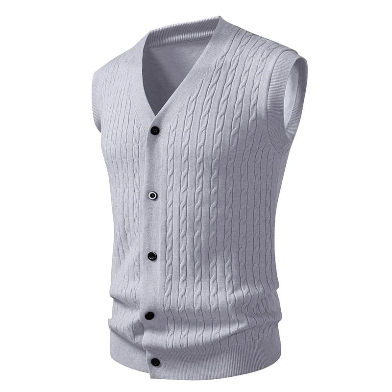 Men's 3-Piece Stretch Knit V-Neck Cardigan – Button-Down Closure