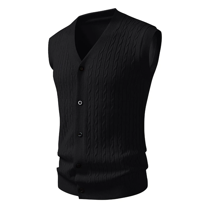 Men's 3-Piece Stretch Knit V-Neck Cardigan – Button-Down Closure