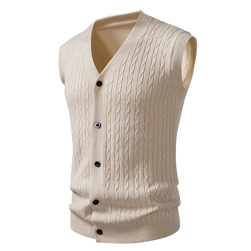 Men's 3-Piece Stretch Knit V-Neck Cardigan – Button-Down Closure