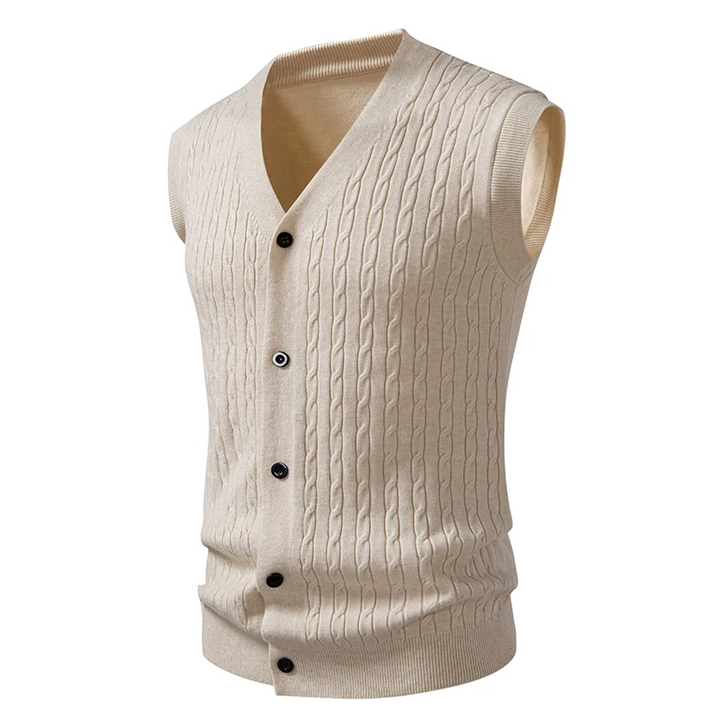 Men's 3-Piece Stretch Knit V-Neck Cardigan – Button-Down Closure