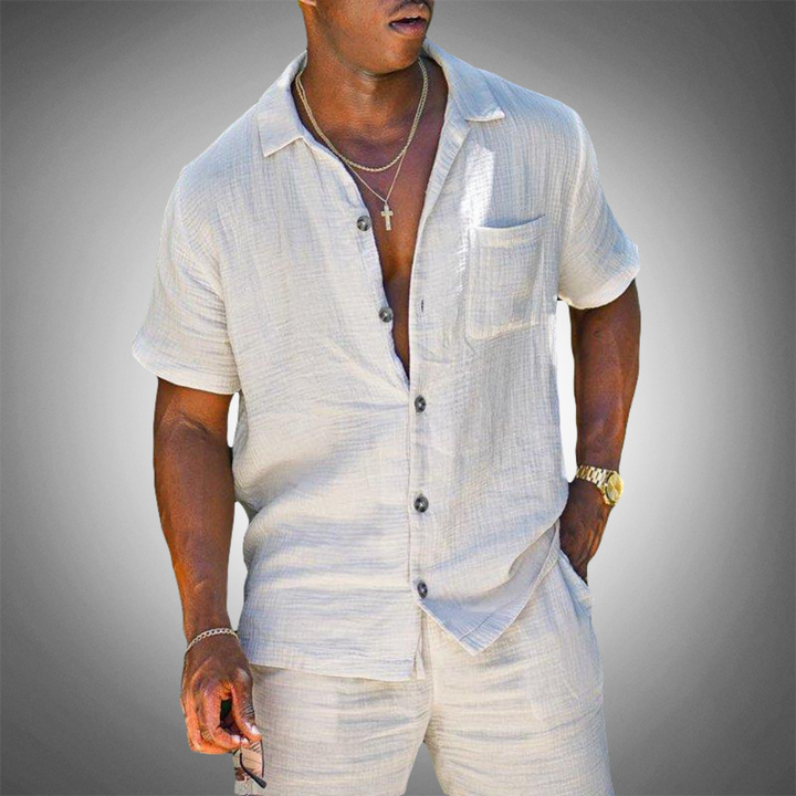 Men's Two-Piece Linen Set – Relaxed Fit, Short Sleeves