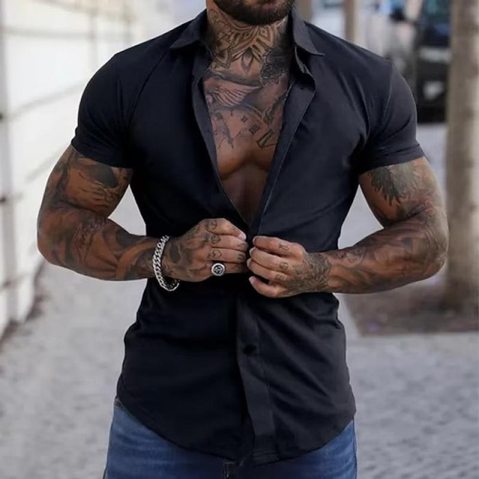 Chemise Homme Tailleur à Manches Courtes – Coupe Slim Stretch Respirante