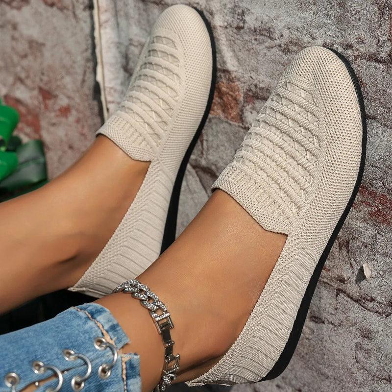 Mocassins Femme Orthopédiques Maille – Enfilage Facile Bout Rond Plat