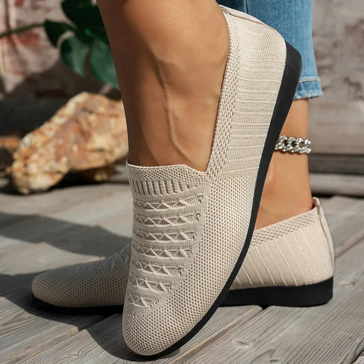 Mocassins Femme Orthopédiques Maille – Enfilage Facile Bout Rond Plat