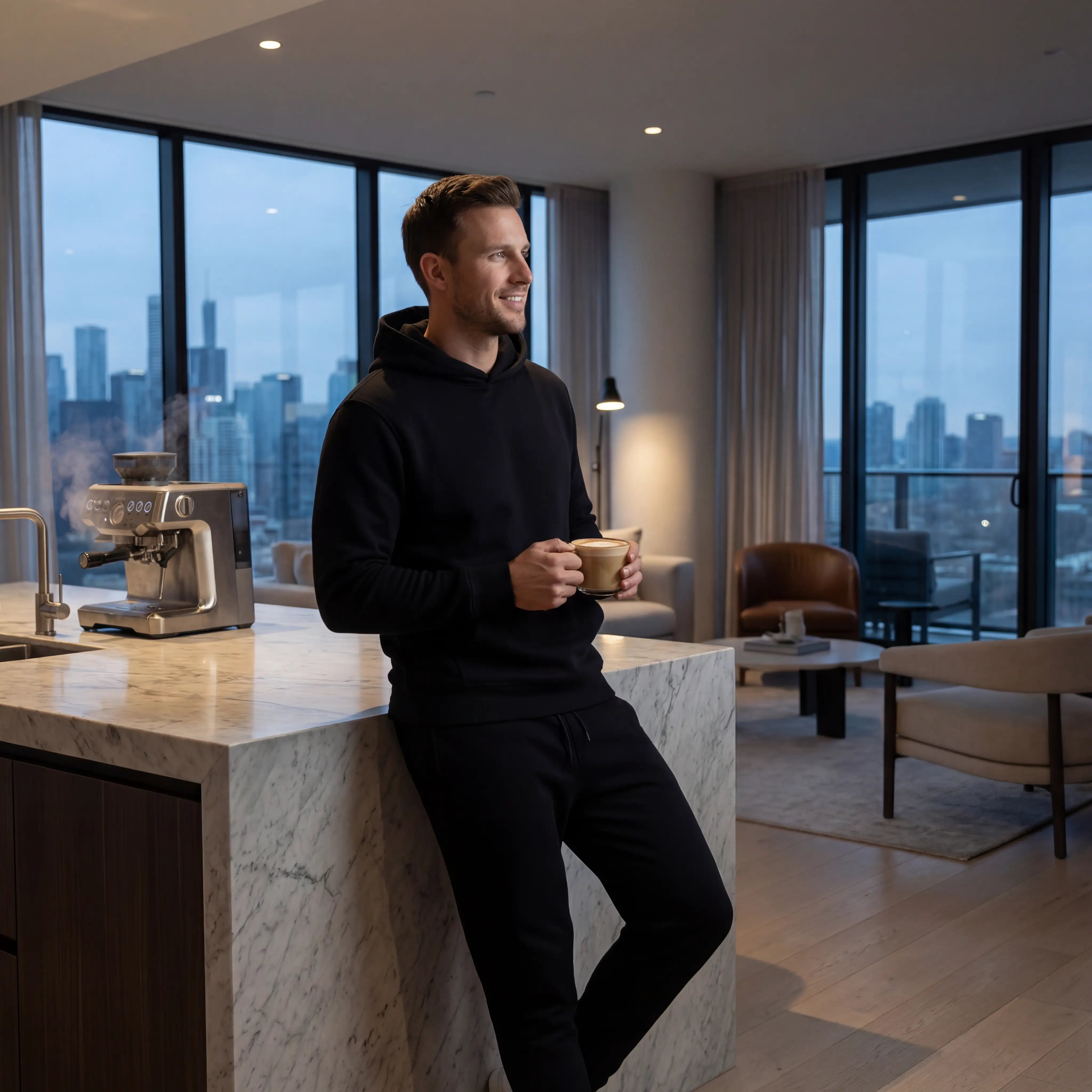 Riche | Ensemble de sport homme à capuche polaire – Minimalisme chaud et élégant