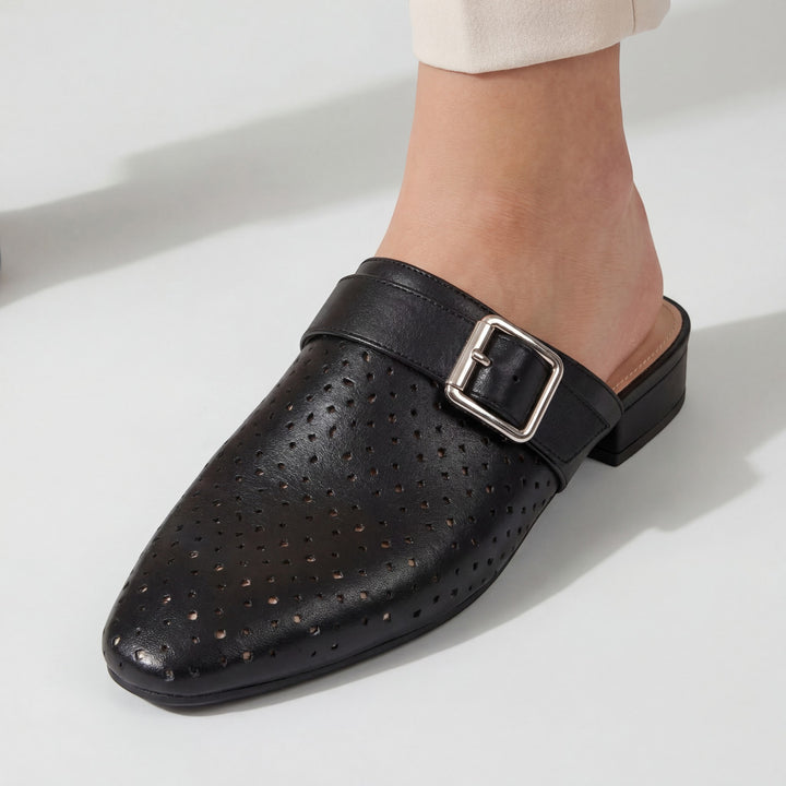 Women's Leather Mules – Single Buckle Strap