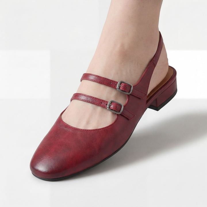 Flache Ledersandalen für Damen – Ein Riemen, Standard-Passform