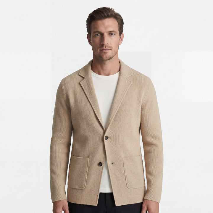 Herren-Strickjacke aus merzerisierter Baumwolle mit V-Ausschnitt – Lässiger, taillierter Schnitt