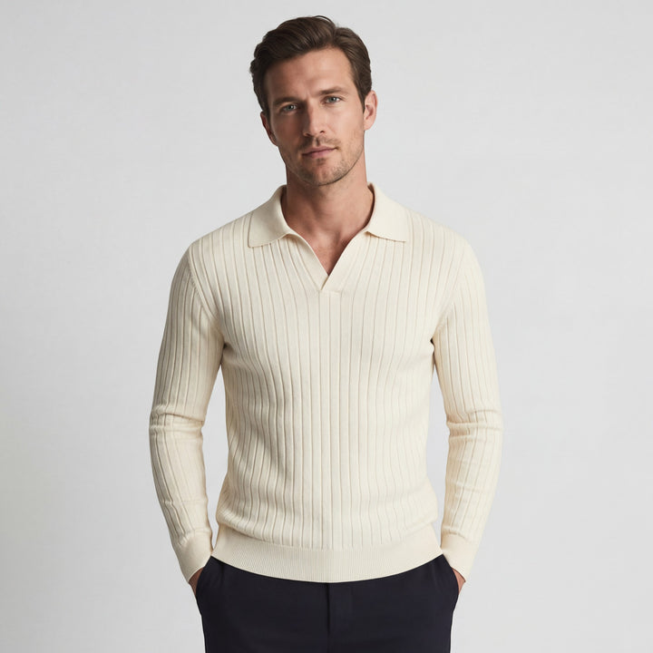 Polo Homme en Maille Viscose – Manches Longues Coupe Décontractée