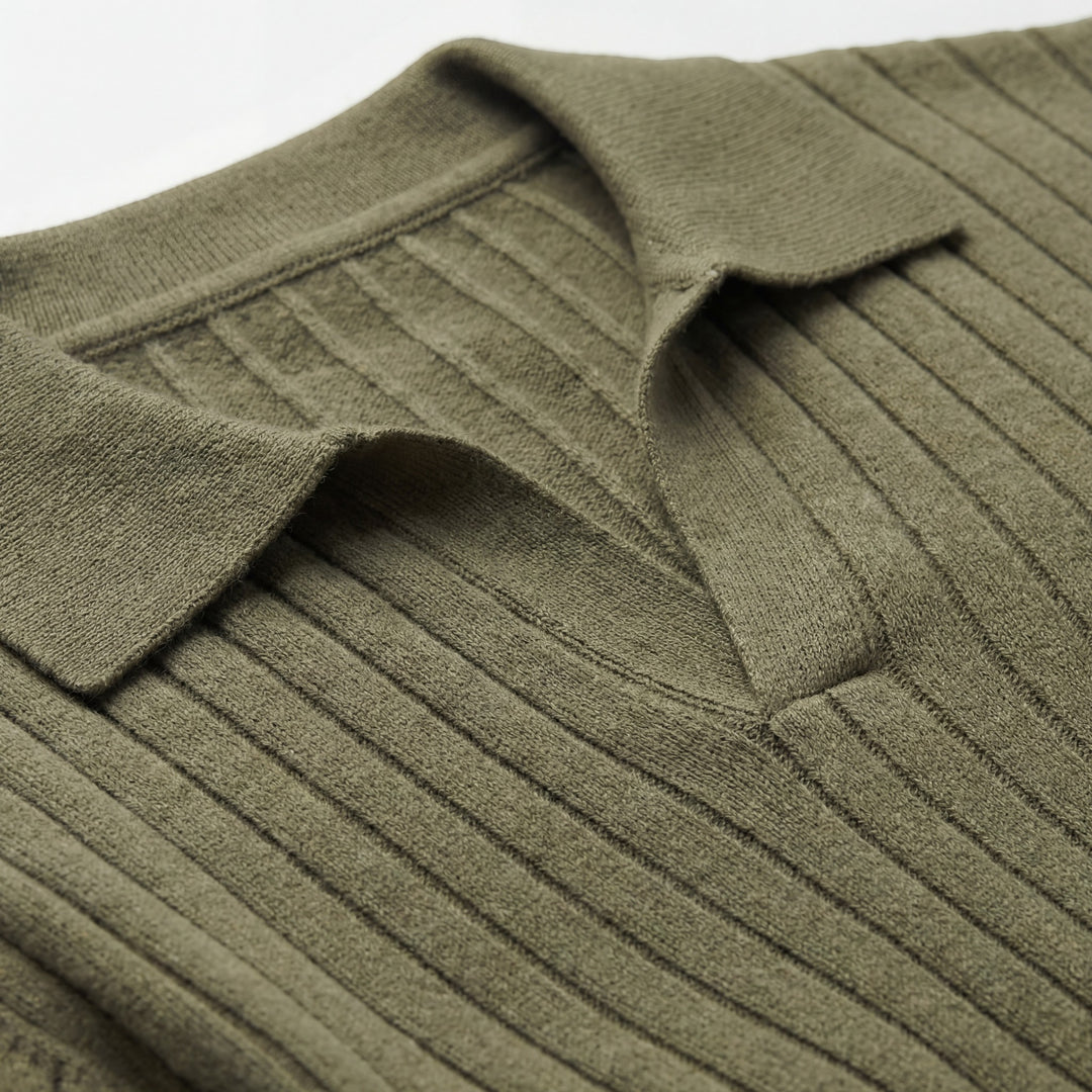 Polo Homme en Maille Viscose – Manches Longues Coupe Décontractée