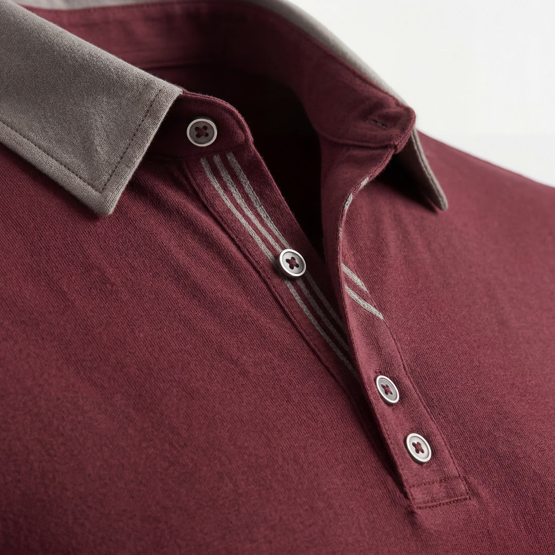 Polo Homme en Coton – Manches Longues Col Classique