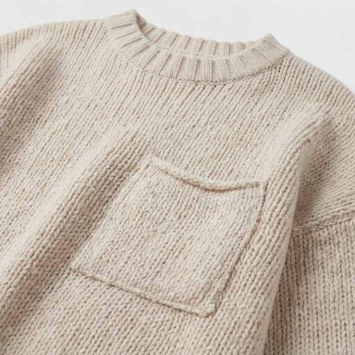 Damenpullover mit Rundhalsausschnitt – lockere, lässige Passform | Strukturiertes Acryl