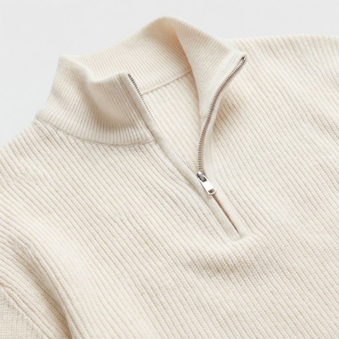 Pull Homme en Maille Fine Demi-Zip – Col Montant