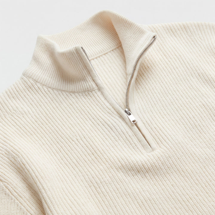 Pull Homme en Maille Fine Demi-Zip – Col Montant