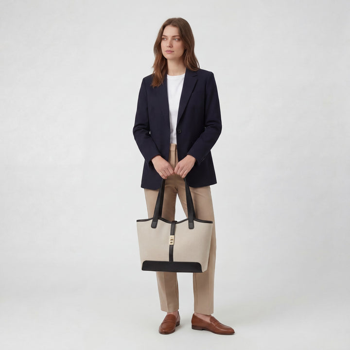 Structured canvas tote bag for women – Large capacity