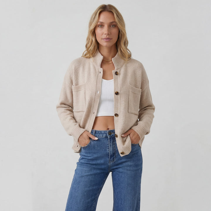 Cardigan Femme Maille Boutonnée – Coupe Ample Manches Longues | Maille Structurée