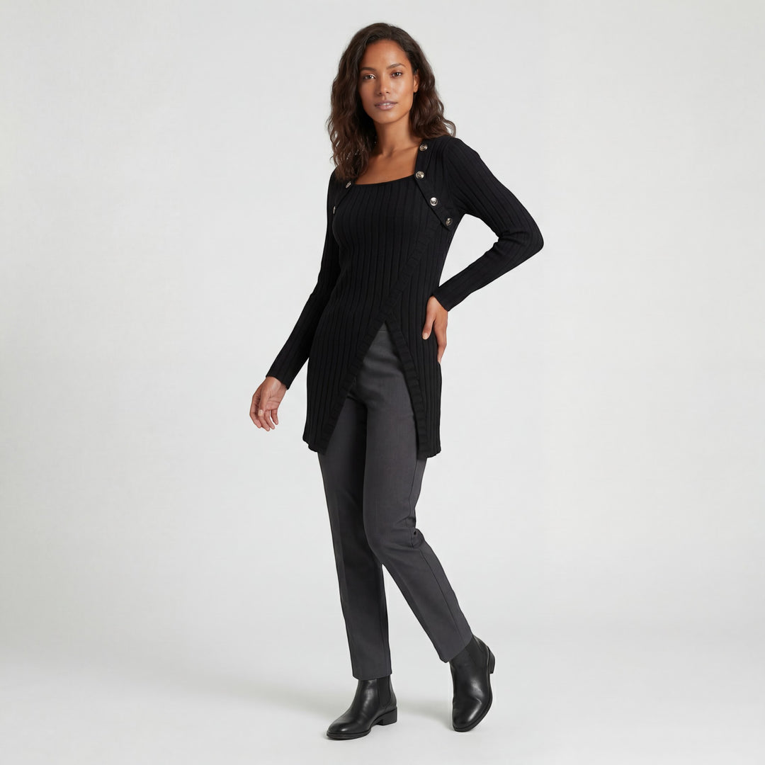 Riche | Asymmetrisches Oberteil für Damen aus Rippstrick