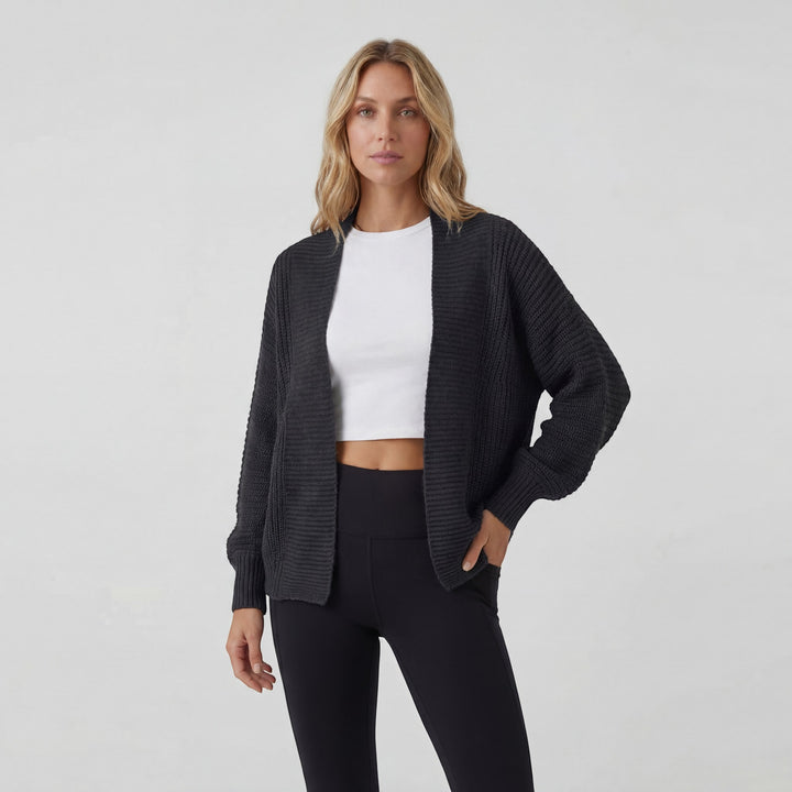 Cardigan Femme Maille Acrylique Ouvert – Manches Chauve-Souris Coupe Décontractée