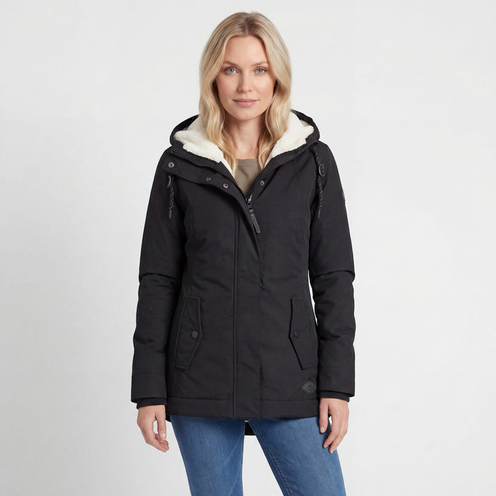 Manteau matelassé imperméable doublé polaire pour femme avec capuche – Coupe ample