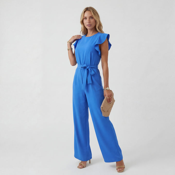 Combinaison Femme Jambe Large – Taille Haute Ceinture à Nouer | Drapé Fluide Tissu Tissé