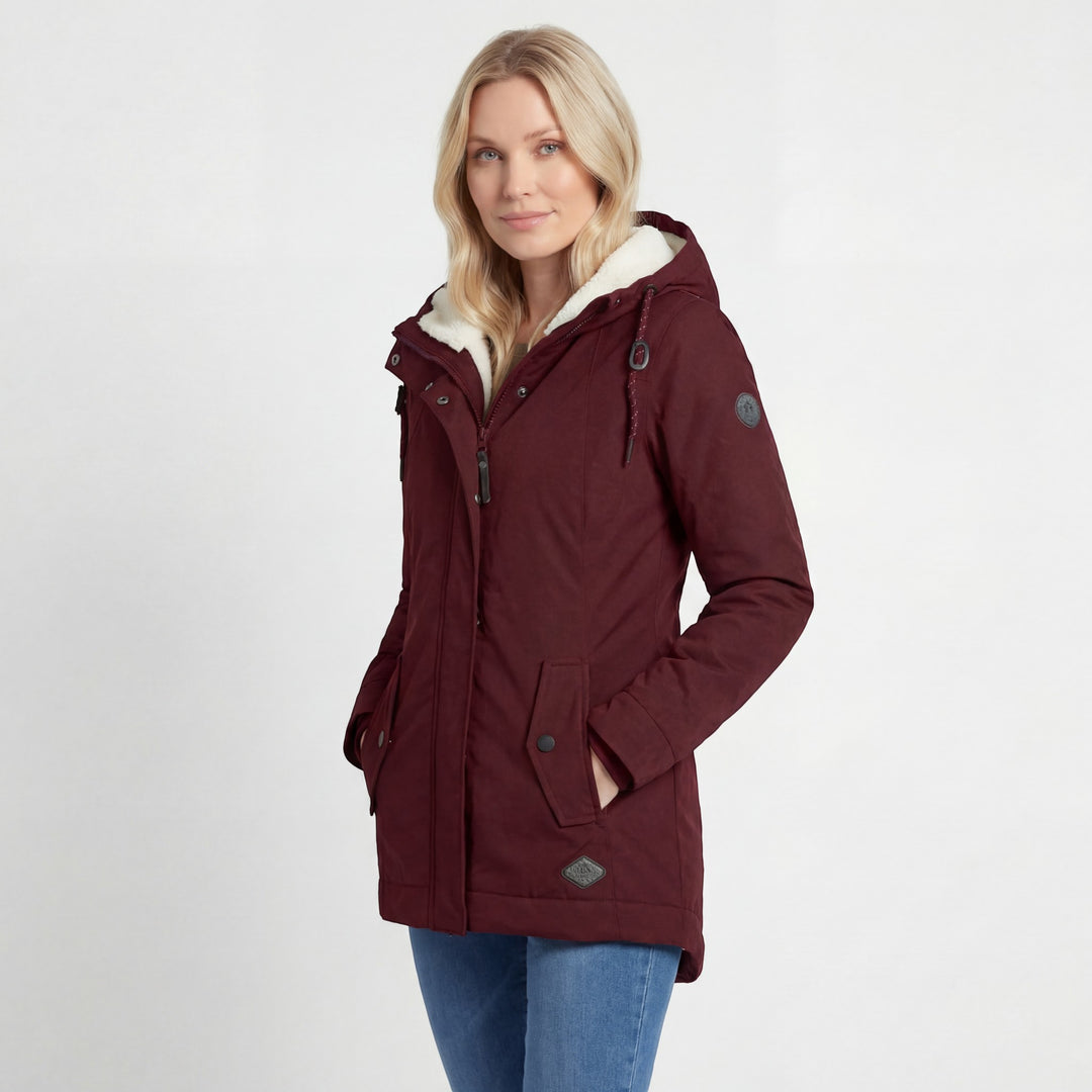 Manteau matelassé imperméable doublé polaire pour femme avec capuche – Coupe ample