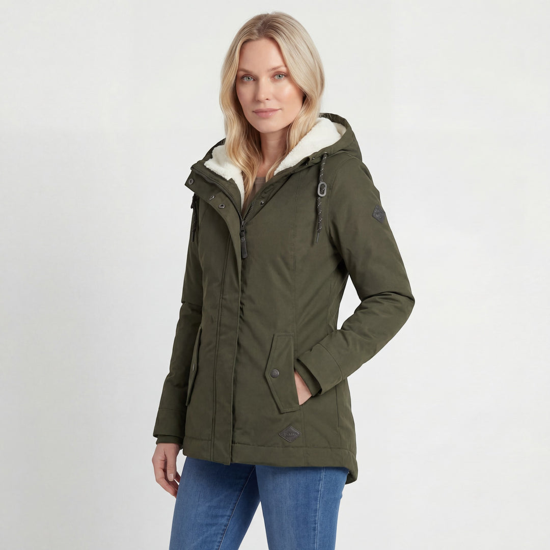 Manteau matelassé imperméable doublé polaire pour femme avec capuche – Coupe ample