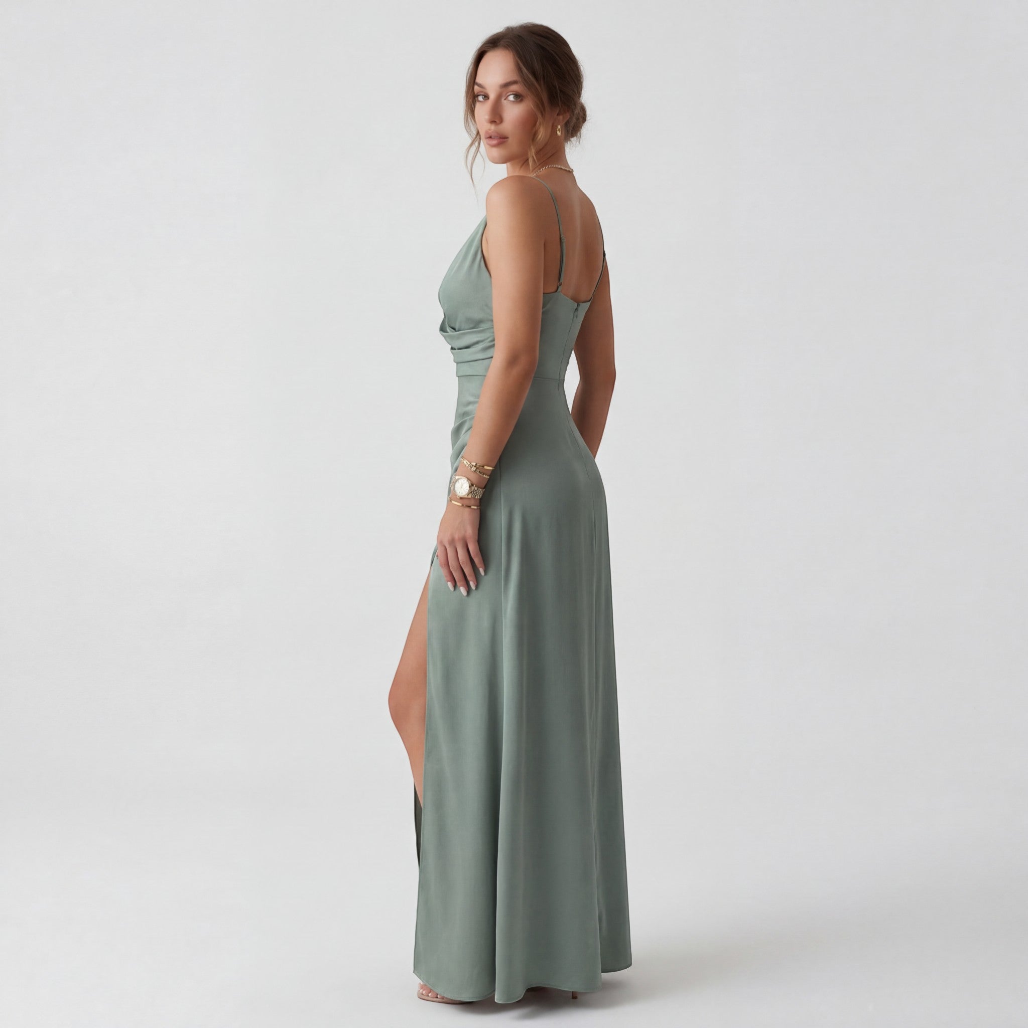 Dame Slipkjole V-hals Slids – Slim Fit Spaghettistropper | Silkeblød Drapé