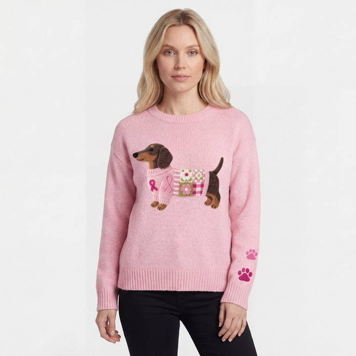 Women's Round-Neck Knit Sweater – Regular Fit | Warm Textured Knit