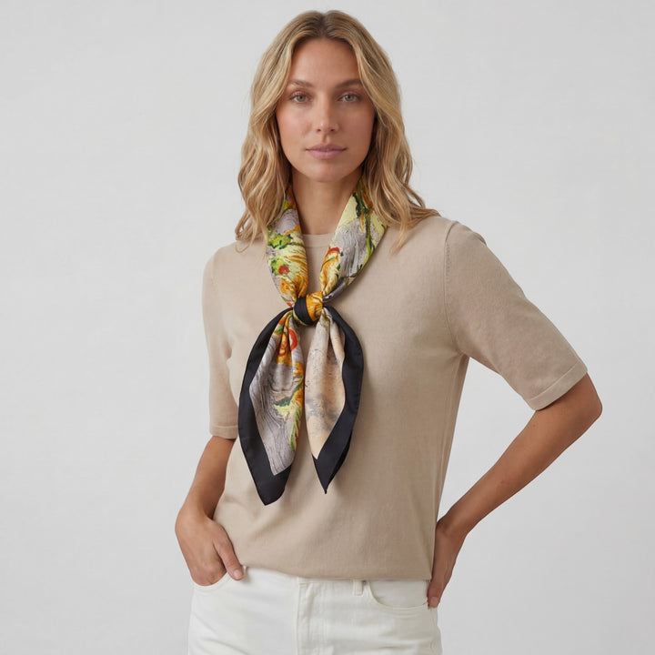 Foulard Carré Femme en Satin de Soie – Écharpe Élégante Polyvalente