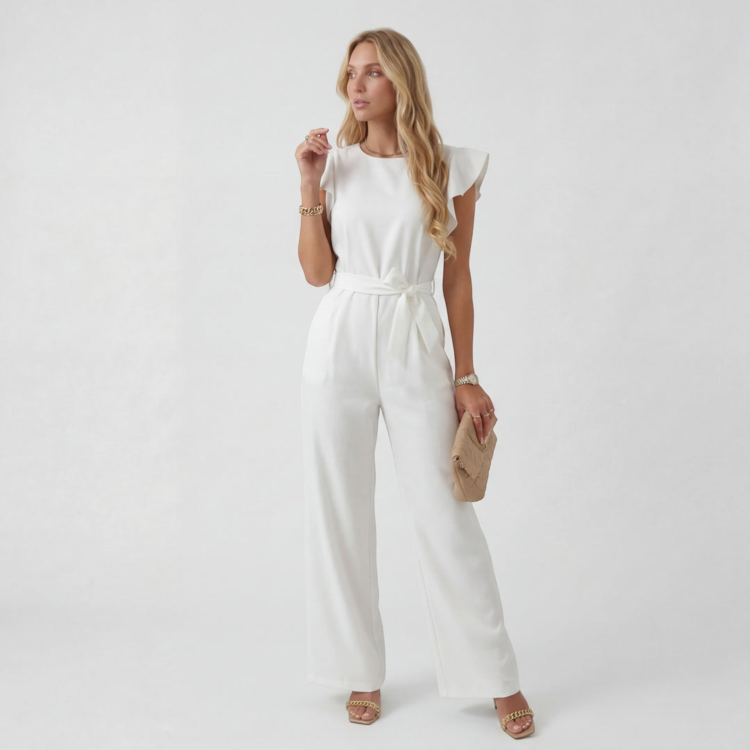 Combinaison Femme Jambe Large – Taille Haute Ceinture à Nouer | Drapé Fluide Tissu Tissé