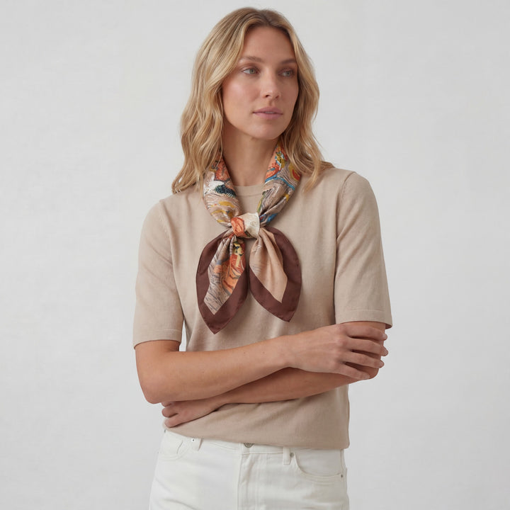Foulard Carré Femme en Satin de Soie – Écharpe Élégante Polyvalente