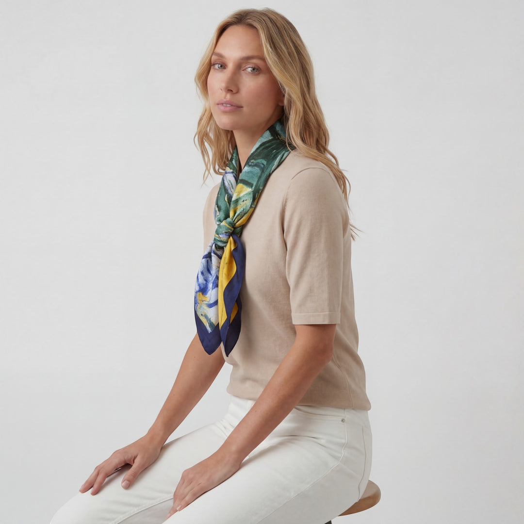 Foulard Carré Femme en Satin de Soie – Écharpe Élégante Polyvalente