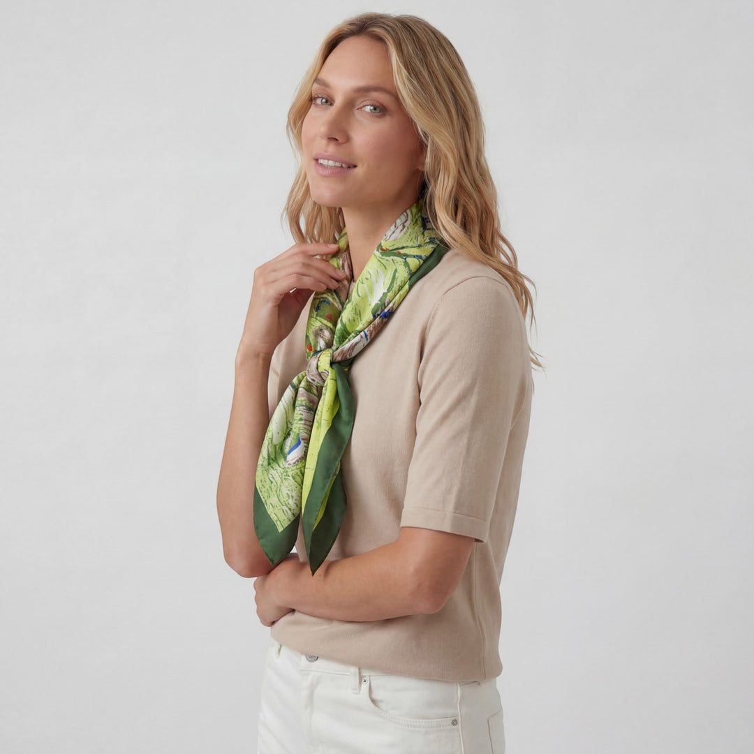 Foulard Carré Femme en Satin de Soie – Écharpe Élégante Polyvalente