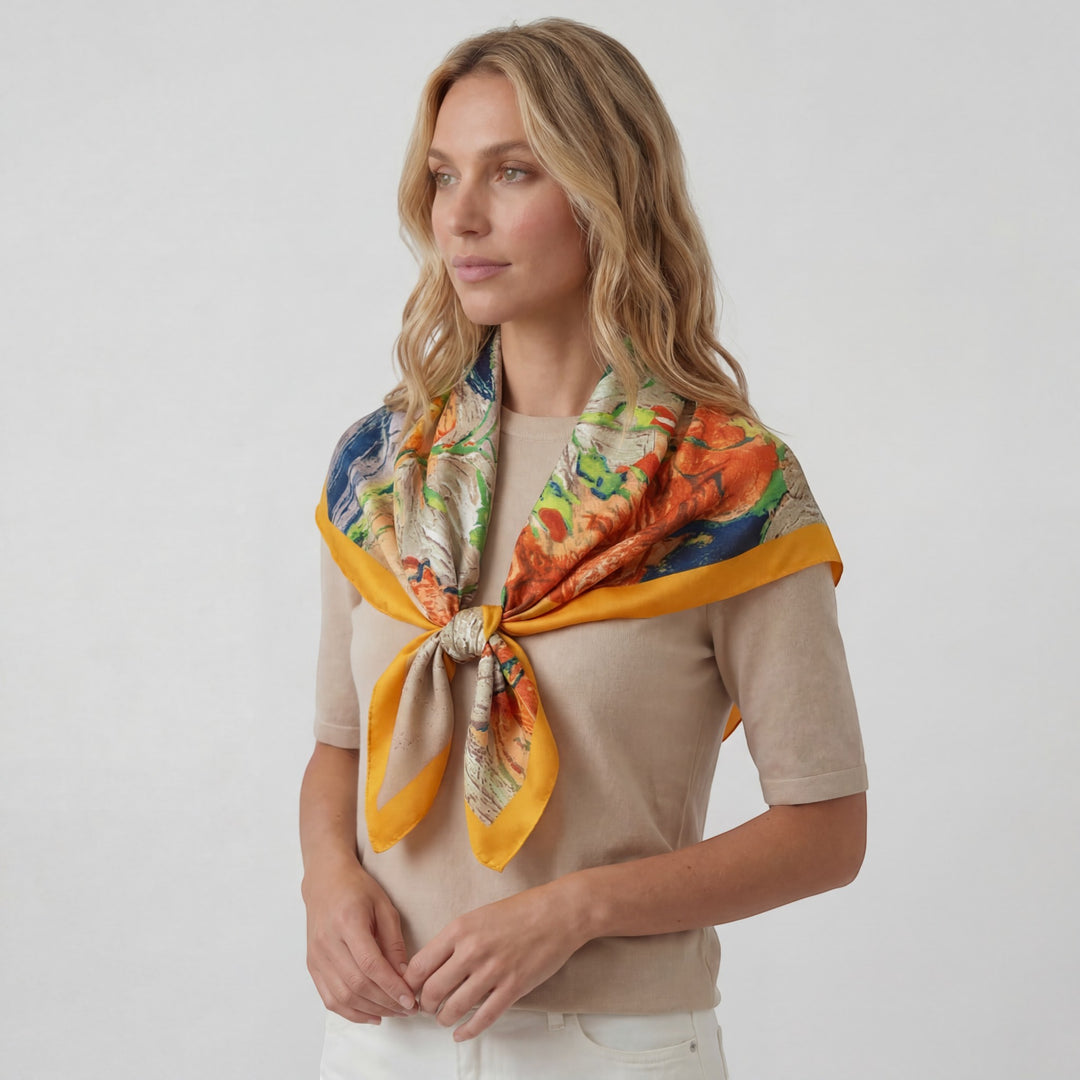 Foulard Carré Femme en Satin de Soie – Écharpe Élégante Polyvalente