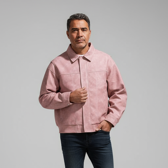 Veste Homme Cuir – Fermeture Zippée Coupe Décontractée