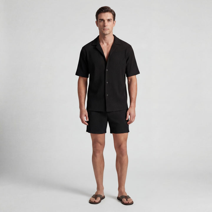 Herren-Set aus Kurzarmhemd und Shorts aus Cord – Lässiger Schnitt