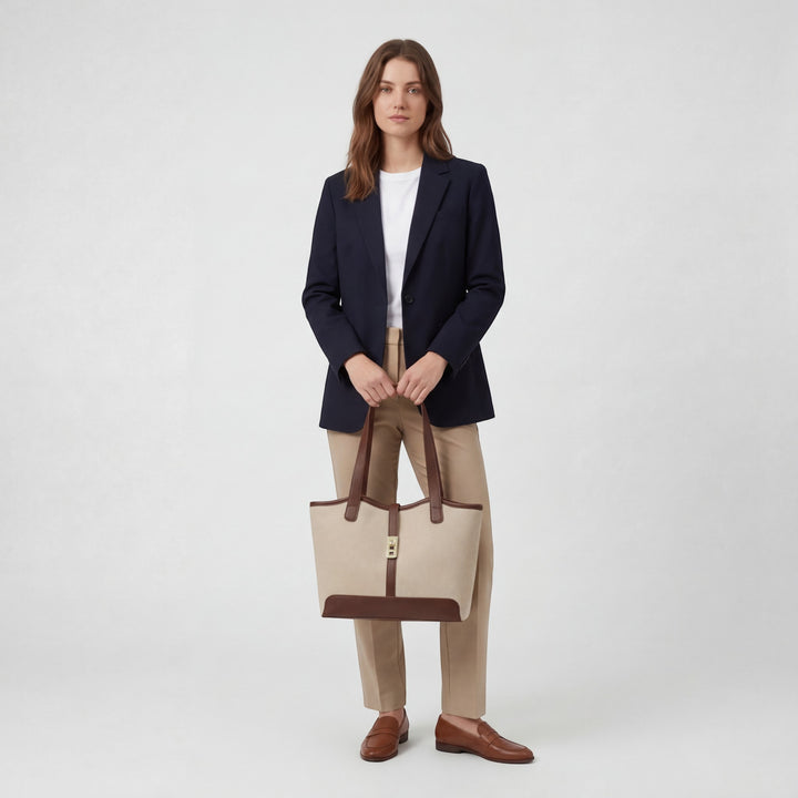 Structured canvas tote bag for women – Large capacity