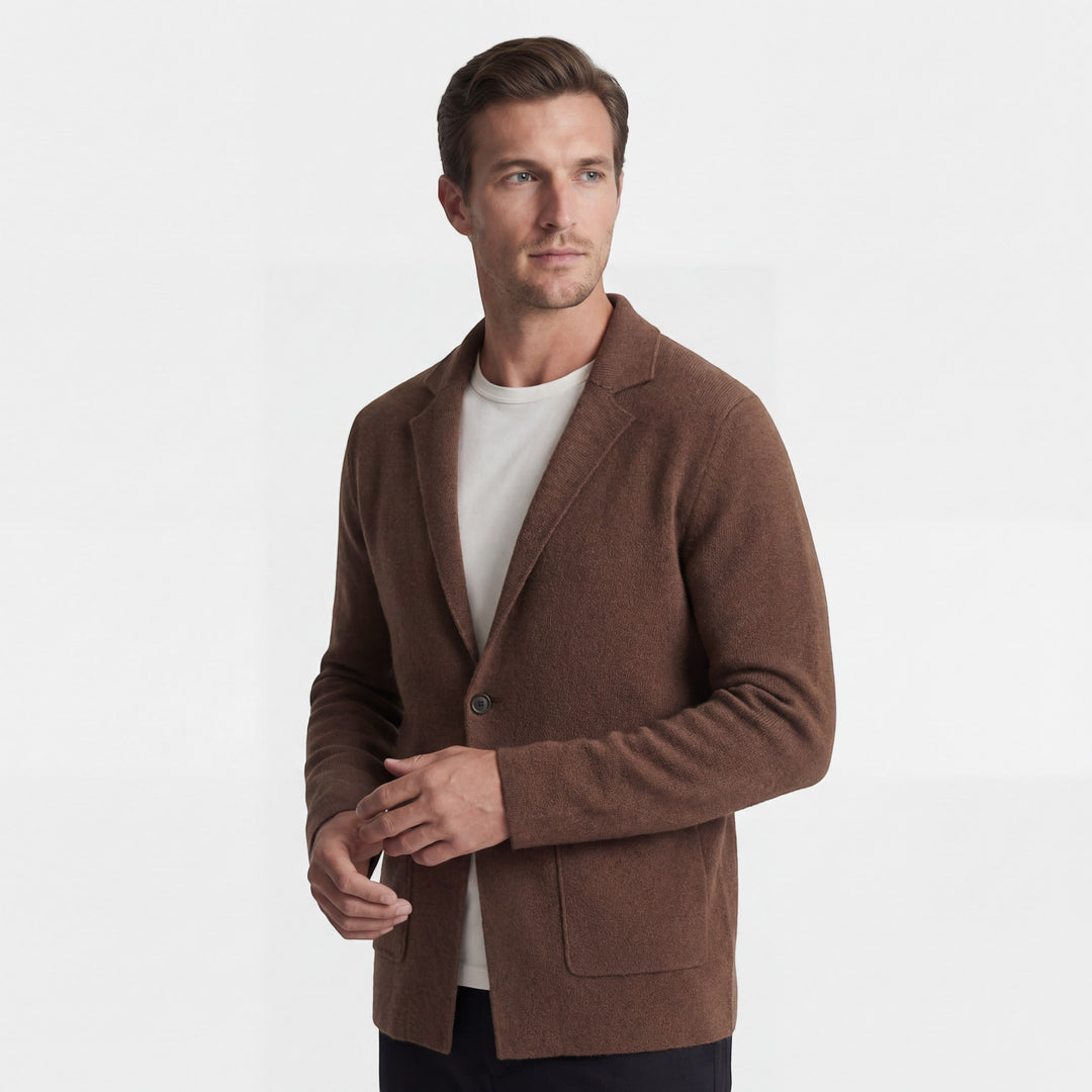 Herren-Strickjacke aus merzerisierter Baumwolle mit V-Ausschnitt – Lässiger, taillierter Schnitt