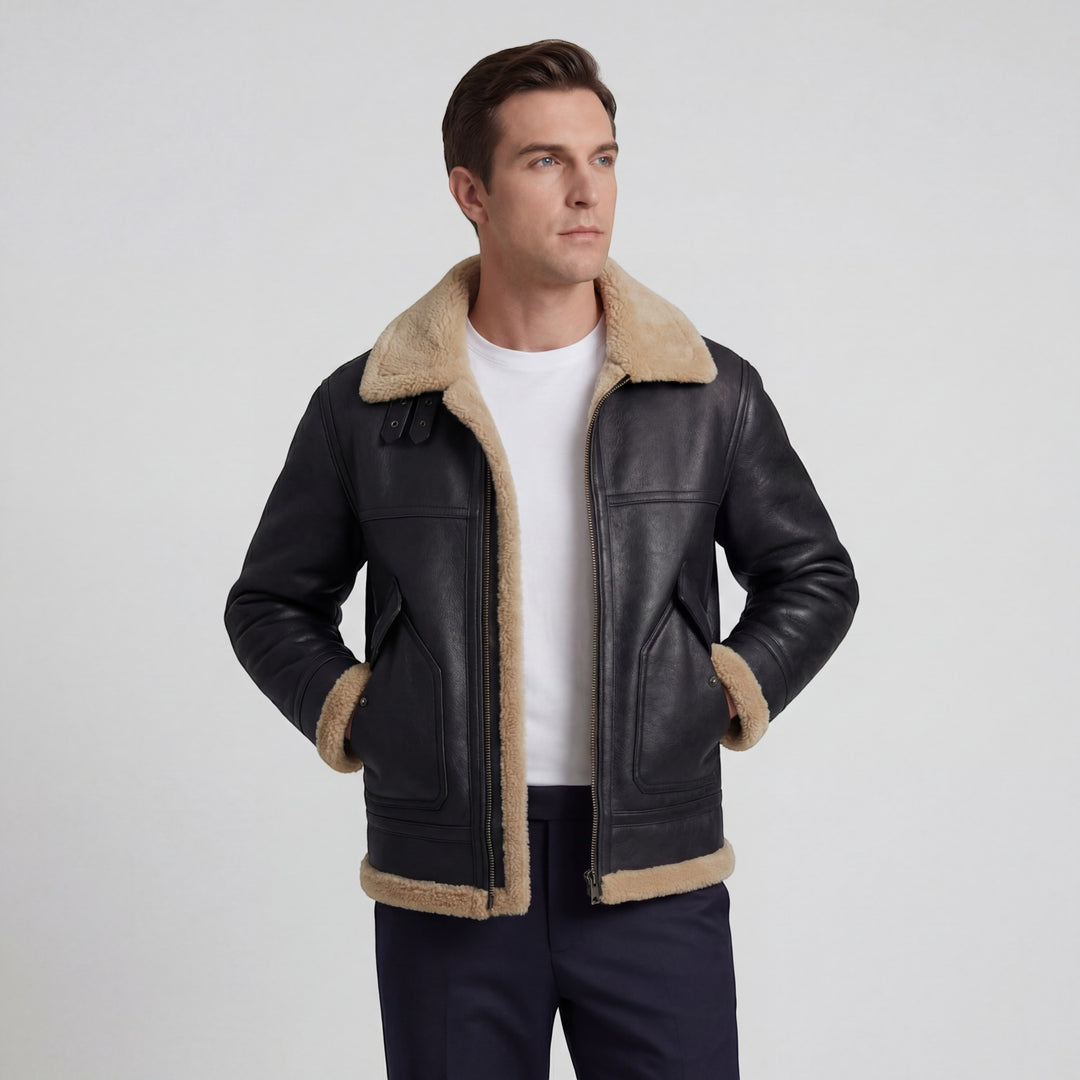 Men's Fleece-Lined Lambswool Jacket – Relaxed Fit