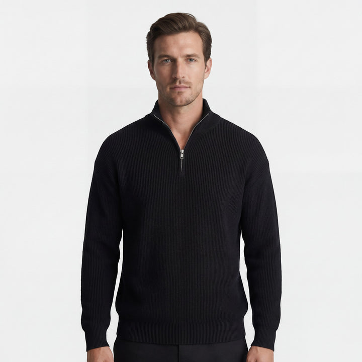 Pull Homme en Maille Fine Demi-Zip – Col Montant