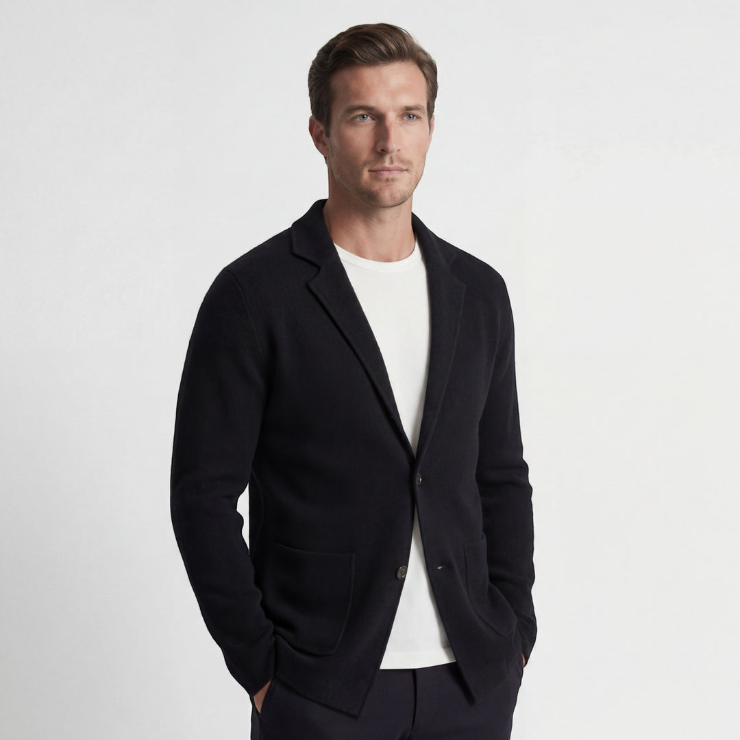 Herren-Strickjacke aus merzerisierter Baumwolle mit V-Ausschnitt – Lässiger, taillierter Schnitt
