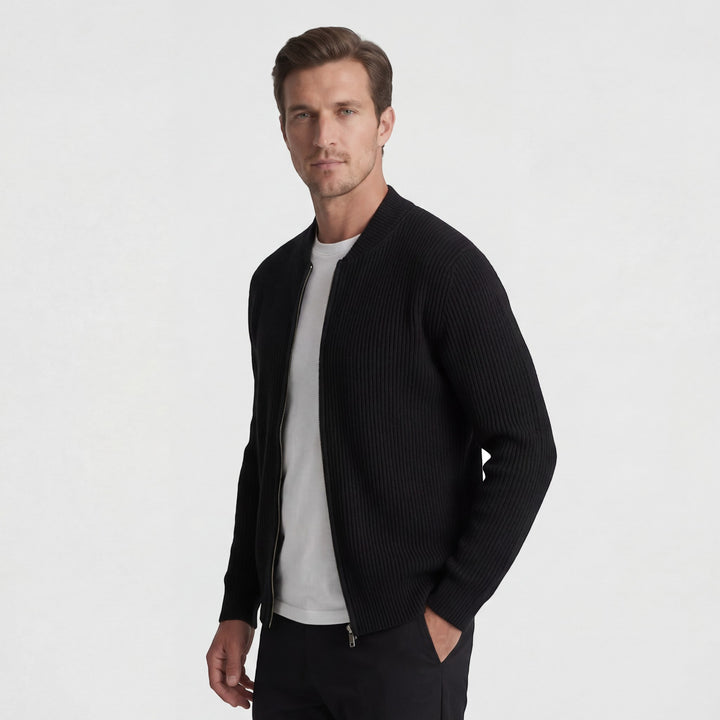 Cardigan Homme en Maille Coton Mélangé – Fermeture Double Zip Coupe Décontractée